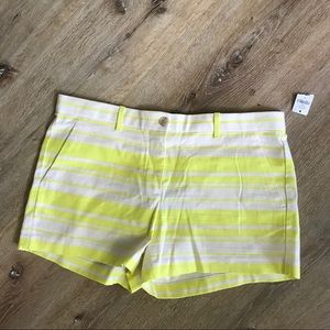 GAP Neon Yellow Stripe Cotton Shorts 8 NWT